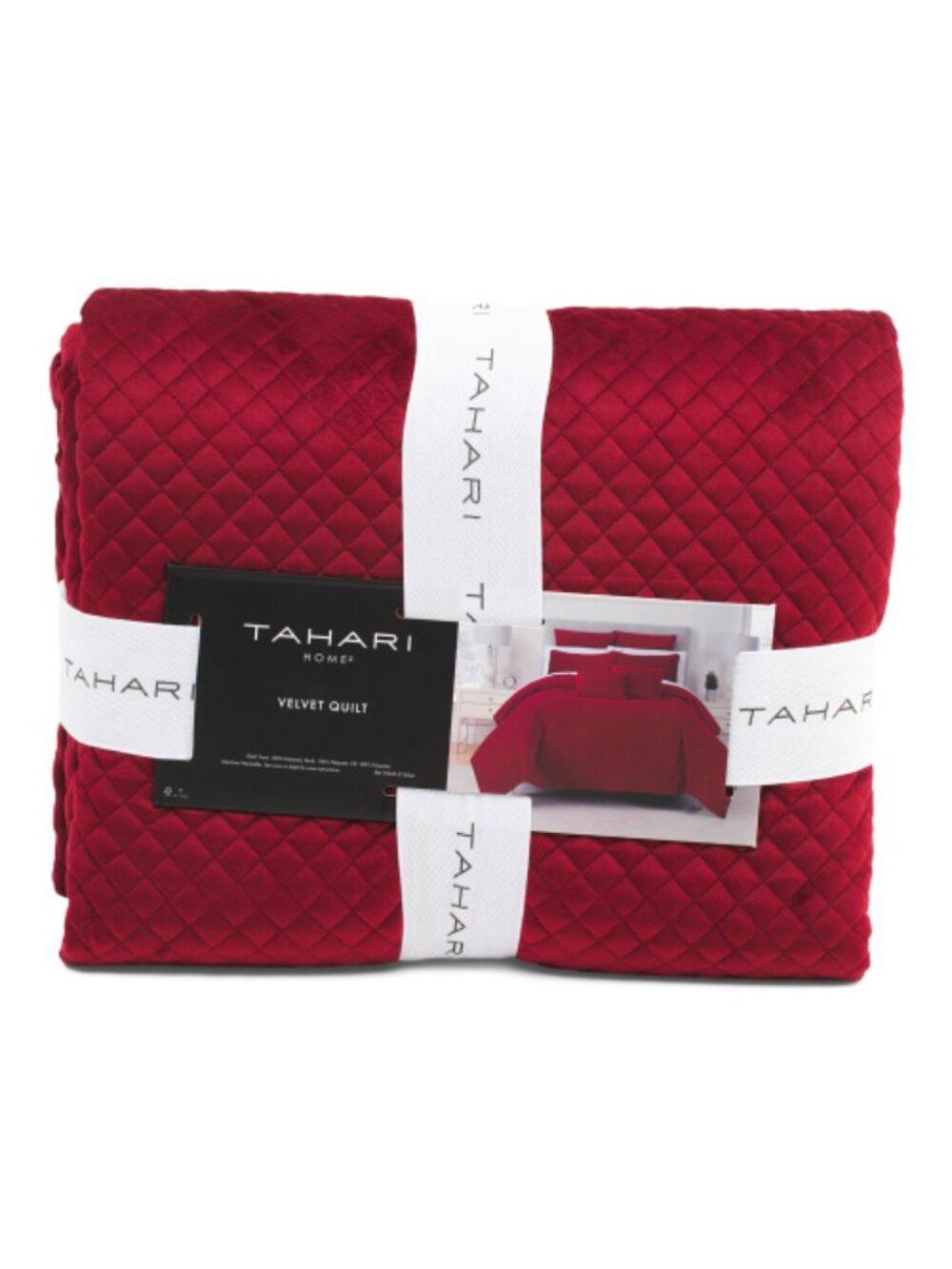 TAHARI HOME Crimson Red Velvet Quilt